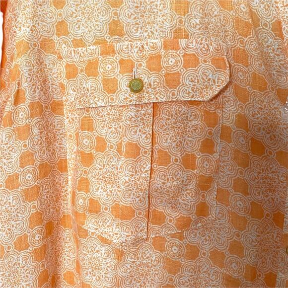 Chico’s Woodblock Print Blouse in Cantaloupe Size 2 - Picture 4 of 4